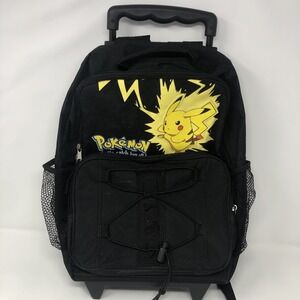 Vtg 2002 Nintendo Pokémon‎ Pikachu Rolling Luggage Backpack Black
